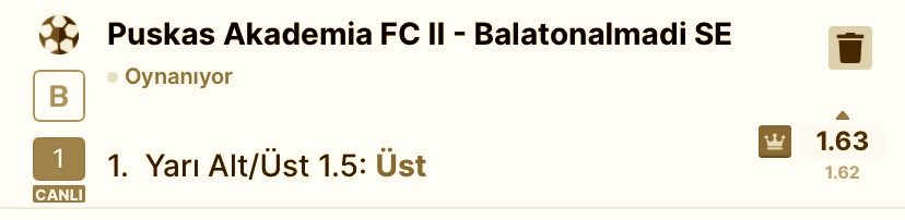 BahisMerkeziTR's tweet photo. ⚡️ AKSİYON BAŞLADI! 
Puskas Akademia FC II 🆚 Balatonalmadi SE canlı devam ediyor 🎯
 1.Y Alt/Üst 1.5 ÜST oranı yükselişte → 1.63 💥
 Kaçırmayın, maç kızışıyor 🔥⚽

#BahisMerkeziTR #iddaatahmin #canlımac 

Bol şanslı takipler! 🍀 https://t.co/3fgg8nPTdV