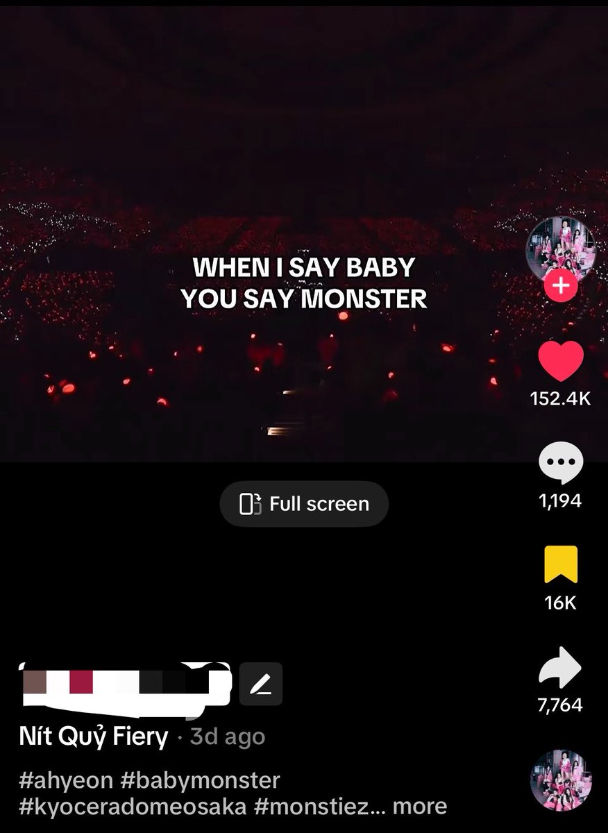 Ahyeonschart's tweet photo. BABYMONSTER’s #AHYEON is gaining attention for her HYPE with multiple posts having more than 100k likes. 

One post gained 1 MILLION likes and another 656k likes. Ahyeon’s video is the most-liked babymonster video on unofficial accounts, following the Kyocera Dome performance.🔥 https://t.co/fKbYNqwWYg