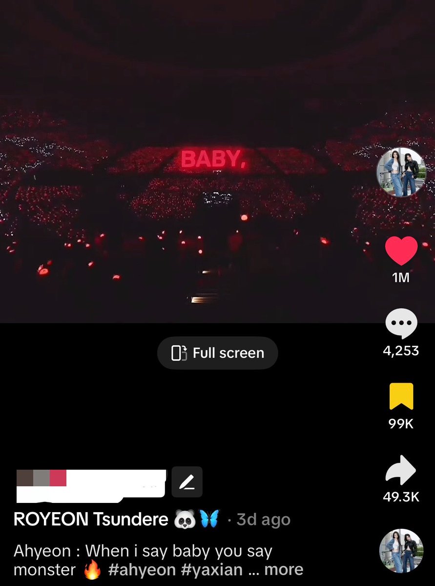 Ahyeonschart's tweet photo. BABYMONSTER’s #AHYEON is gaining attention for her HYPE with multiple posts having more than 100k likes. 

One post gained 1 MILLION likes and another 656k likes. Ahyeon’s video is the most-liked babymonster video on unofficial accounts, following the Kyocera Dome performance.🔥 https://t.co/fKbYNqwWYg