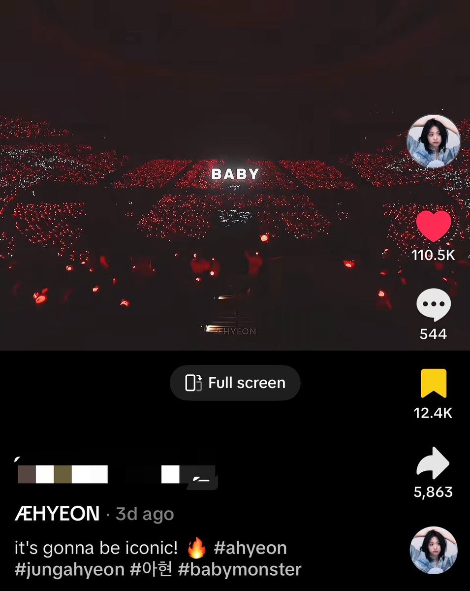 Ahyeonschart's tweet photo. BABYMONSTER’s #AHYEON is gaining attention for her HYPE with multiple posts having more than 100k likes. 

One post gained 1 MILLION likes and another 656k likes. Ahyeon’s video is the most-liked babymonster video on unofficial accounts, following the Kyocera Dome performance.🔥 https://t.co/fKbYNqwWYg