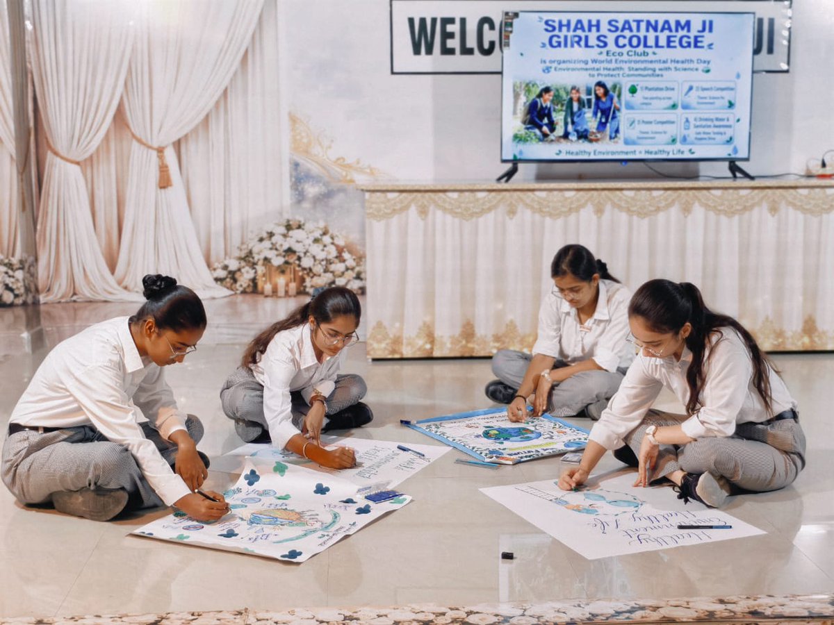 ssjgcsirsa1997's tweet photo. #EcoClub of Shah Satnam Ji Girls' College celebrated #WorldEnvironmentalHealthDay on the theme "Environmental Health: Standing with Science to Protect Communities." Activities included Plantation Drive, Speech Competition, Poster Competition and Water &amp; Sanitation Awareness. https://t.co/vs4A6nnADE