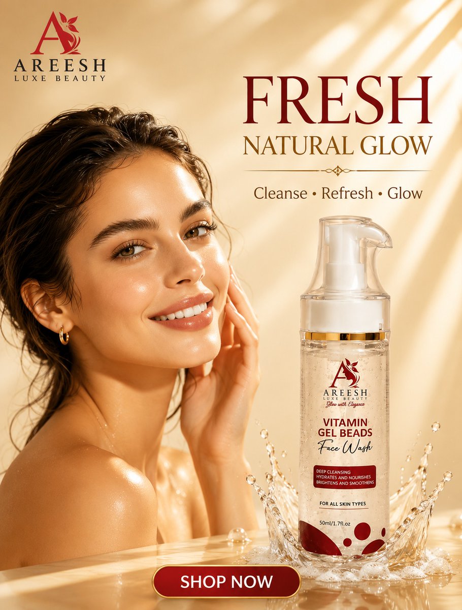 emilyramirezirs's tweet photo. Fresh, natural radiance starts with every cleanse. Refresh your skin with Areesh Luxe Beauty Vitamin Gel Beads Face Wash. Its gentle formula removes impurities, leaving skin soft, hydrated, and naturally glowing. https://t.co/Zyx2vJw3cp