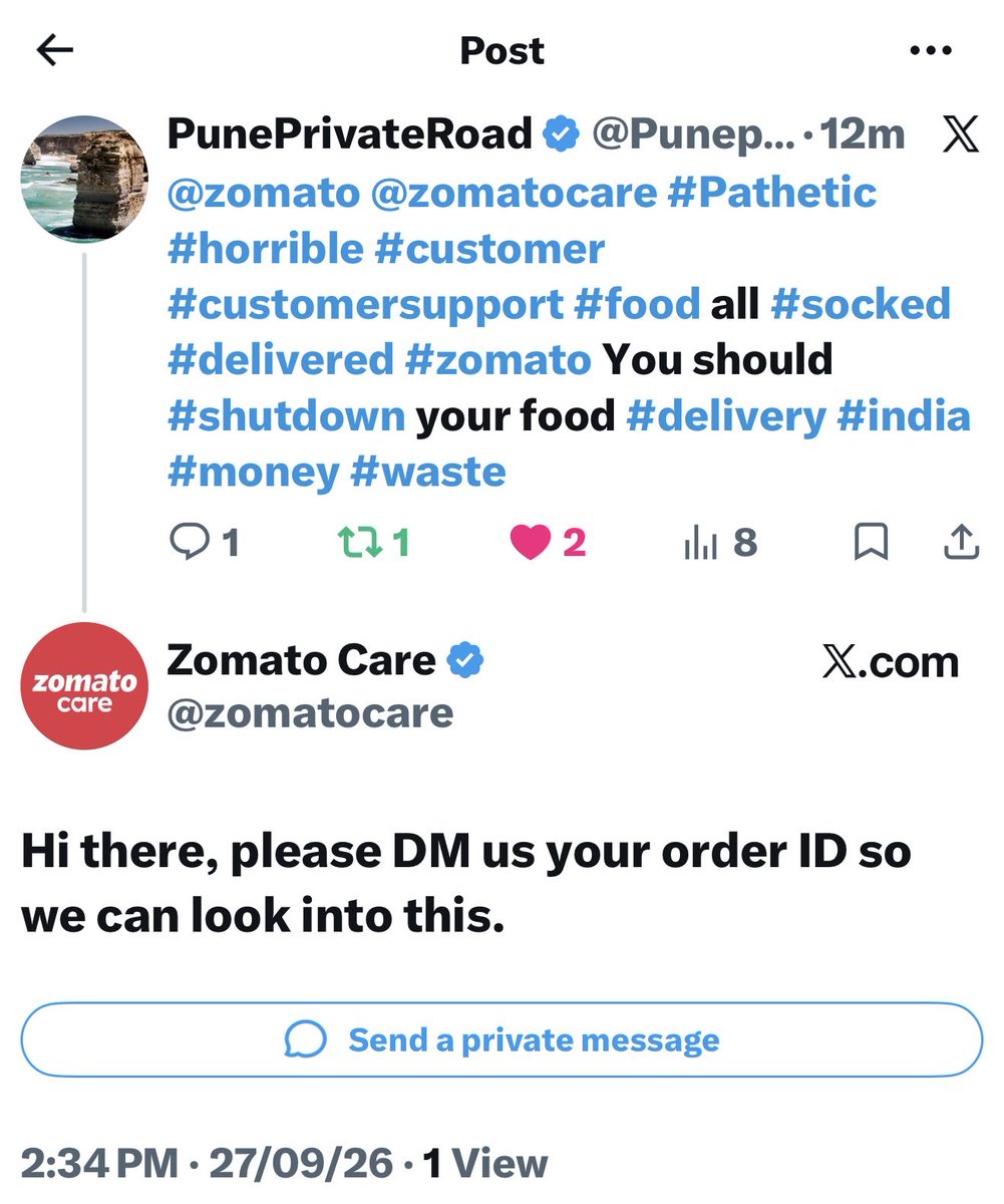 Puneprivateroad's tweet photo. Where is the #zomato @zomato @zomatocare https://t.co/FtQzolsVsS