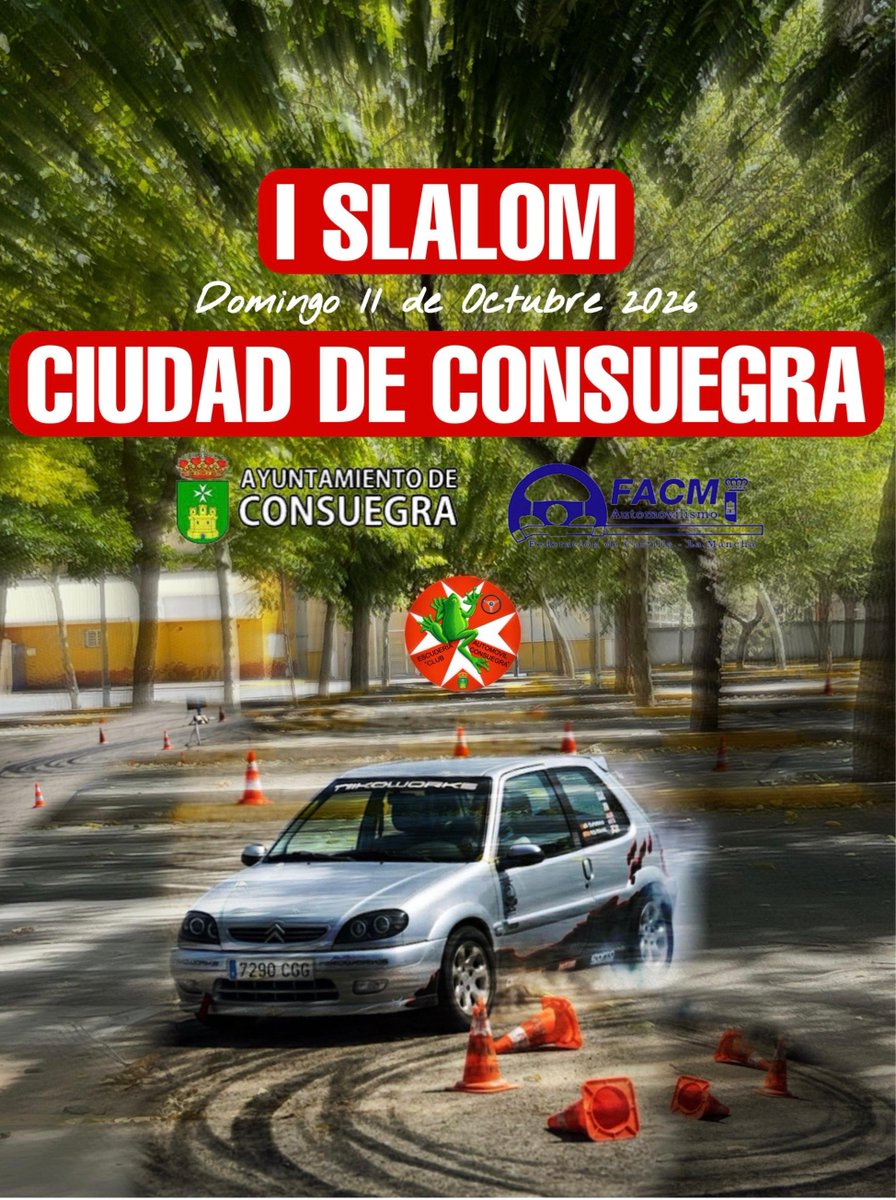 AytoConsuegra's tweet photo. 🔥 I SLALOM CONSUEGRA 🔥🏎️

🏁 El próximo 11 de Octubre desembarcamos en Consuegra para celebrar una prueba de Slalom Automovilístico.  

📍 Dónde: Consuegra (Castilla-La Mancha)  📅 Cuándo: 11 de Octubre  

📩 Inscripciones https://t.co/d0qV0GNV5p?

👉 https://t.co/IsTTS2Nqx1 https://t.co/2AZS1qGuGv
