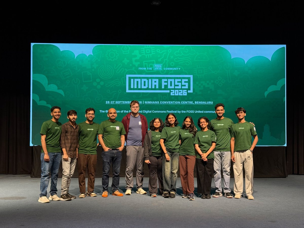 Godlykmathews's tweet photo. My volunteer team at @IndiaFOSS 

#indiafoss26 #indiafoss #fossunited https://t.co/qAoSTM3Utc