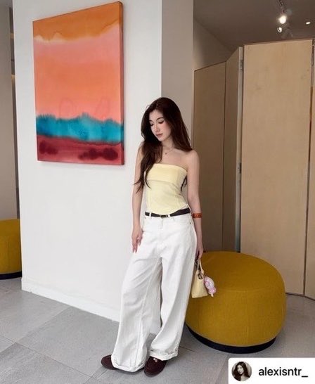 Butter yellow tube top fashion reference