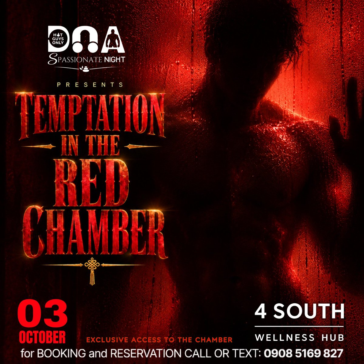 DNAPHOfficial's tweet photo. Craving that TEMPTATION? The one that keeps you curious, intrigued, and wanting more?

That temptation only comes alive inside the Red Chamber at @4southhub

Give in to the temptation. Enter the Red Chamber. Discover what awaits.

📍 TEMPTATION IN THE RED CHAMBER | 10.03.26  | 4 South Wellness Hub 

🔸 Confirmed participants get exclusive access to the “THE RED CHAMBER”

📞 Book here: 09085169827

#4SouthWellnessHub
#LeaveTheWorldBehind
#SpassionateNight
#HotGuysOnlyPH
