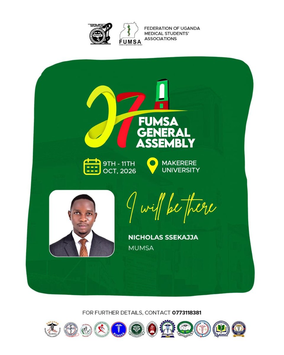 Makerere_Medics's tweet photo. Ssekajja Nicholas will be there
Will you?🤗
#FUMSAGeneralAssembly https://t.co/7dyXz0BEPu