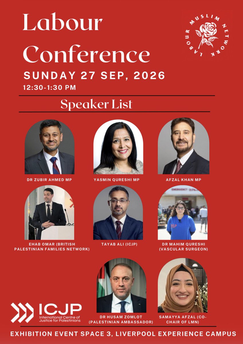 LabourMuslims's tweet photo. 🚨 TODAY!

Join us today for our annual Labour Muslims fringe at Labour Party conference in Liverpool.

📅 Sunday 27 September
🕧 12:30–1:30pm
📍 Exhibition Event Space 3, Liverpool Experience Campus

#Lab26 #LabourConference #LabourConference26 https://t.co/sGHbyyCnIR