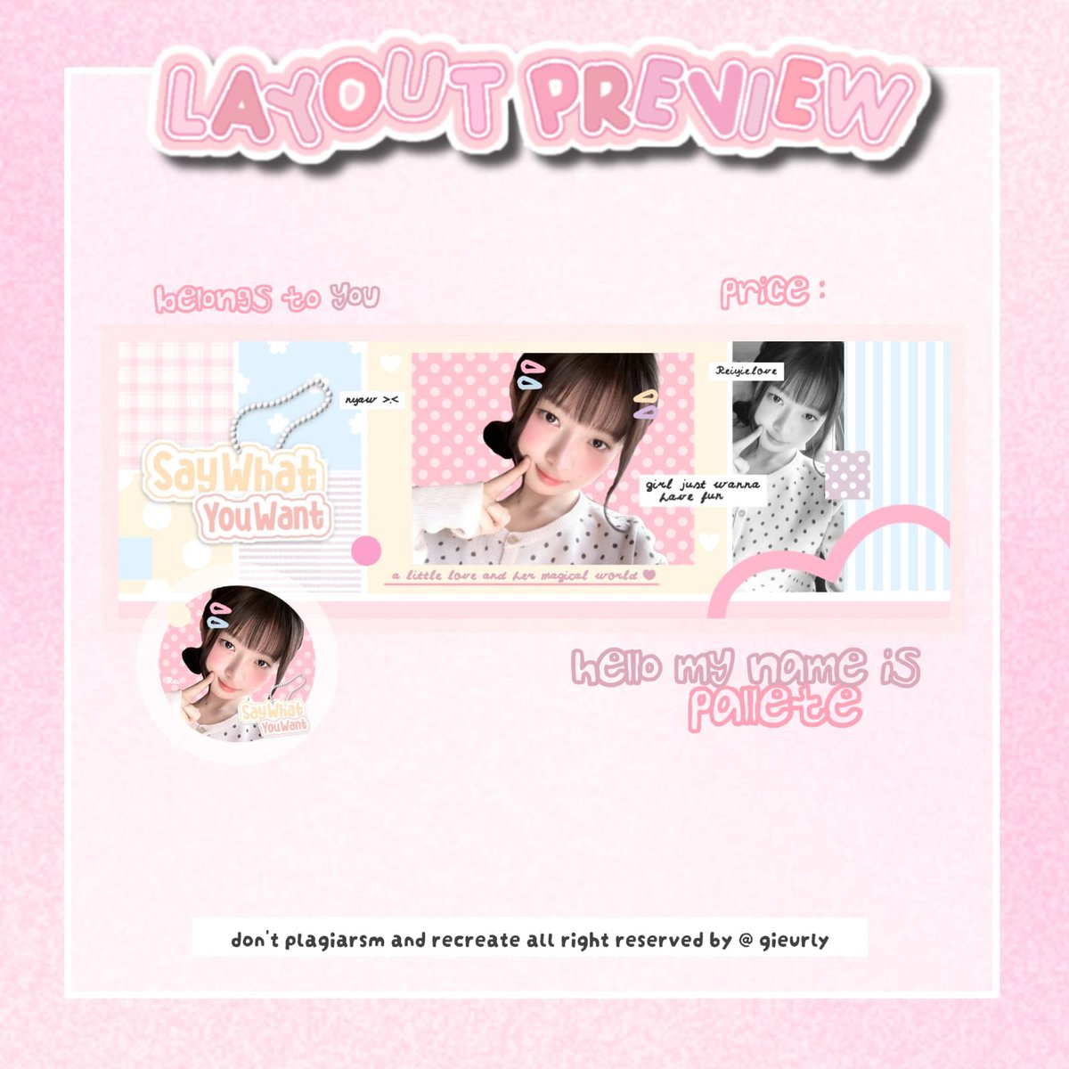 gieurly's tweet photo. 💌 — help repost ya, thankies!

kenalan kenalin yuk sama catalog layout aku yang baru ini 🍥 bisa kasi tau aku baik baik kalau ada kemiripan sama yang lain ya 🌸⭐️ layout modelnya ufs https://t.co/OrVcXpGriQ dan aku juga open titip dengan harga yang sama 😆🎀

#bealanja https://t.co/Yr3nC1b4h6