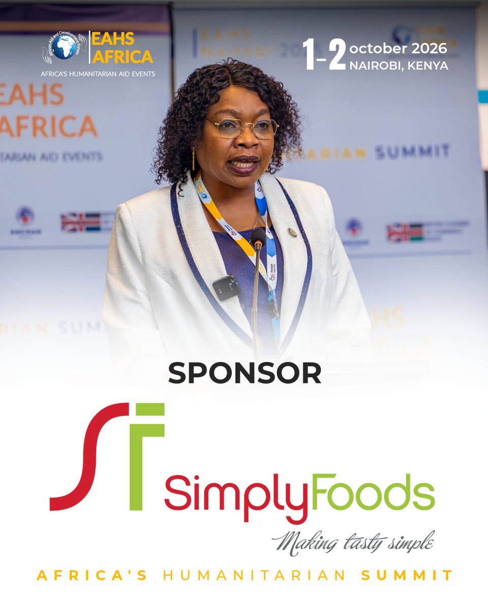 EAHSAfrica's tweet photo. We’re delighted to welcome Simply Foods as a Sponsor of EAHS Nairobi 2026! A women-led Kenyan manufacturer turning climate-resilient grains into affordable nutrition.

📅 1–2 October 2026 
📍 Trademark Hotel, Nairobi 

#EAHSNairobi #SimplyFoods #CrisisToResilience #SDG17 #Africa https://t.co/95F6sUaTYi