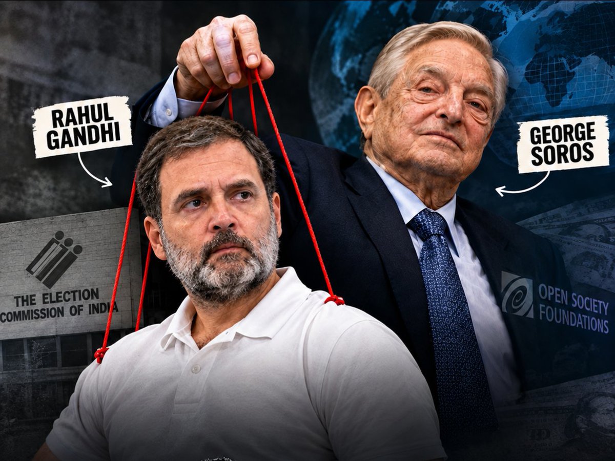 BJYM4Andhra's tweet photo. Everyone knows Rahul Gandhi dances to Soros’ tune.

His secret foreign tours, closed-door meetings with foreign powers and meetings with anti-national elements — people know what’s really going on.
@INCKerala https://t.co/2bYWg5SLHn