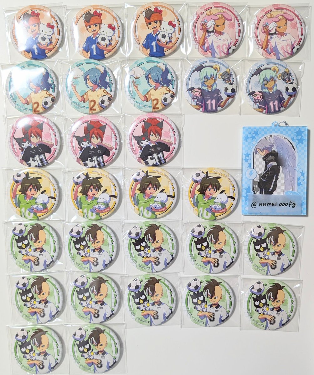 nemui000fg's tweet photo. 【交換】イナズマイレブン イナイレ サンリオ 等身缶バッジ SD缶バッジ

譲▶画像の通り

求▶︎吹雪＞定価＋送料

郵送での交換となります。

取引キャンセル分が混ざっていますので、前回から増えた分もございます。

※別ポストで特典交換も出しております。 https://t.co/GPImbQAbSH