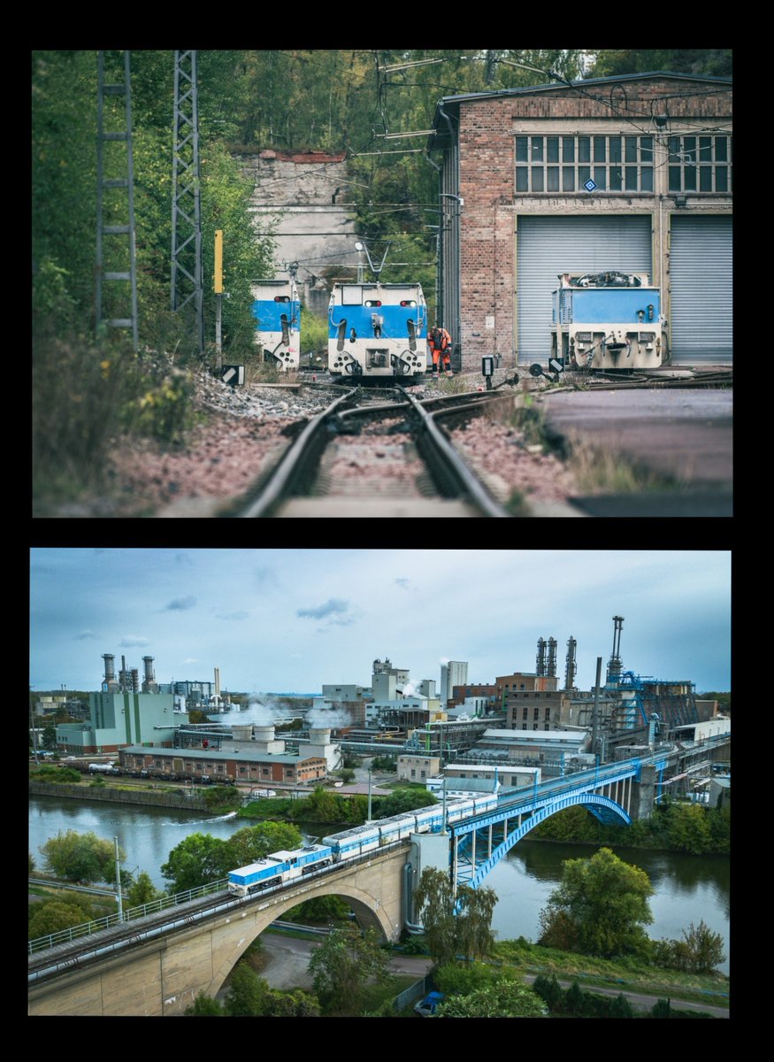 el_tren_de's tweet photo. ドイツ　ベレンブルクソーダ工場鉄道

チリ人オタクと共にStaßfurtの隣町・ベルンブルクのソーダ工場鉄道へ。

DD51の頭を潰したような平べったい機関車（途中に狭小トンネルがあるためこの形になってちる）が、せっせと工場へ石灰石を運んでいた。

ドイツの産業鉄道、総じて怪しさ満点でsuper!! https://t.co/7cf9fvB8ac