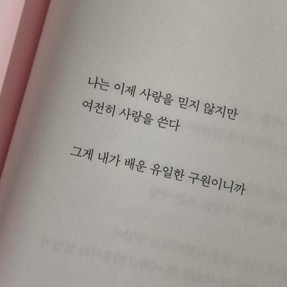 seohyun081028's tweet photo. 나는 이제 사랑을 믿지 않지만
여전히 사랑을 쓴다

그게 내가 배운 유일한 구원이니까 https://t.co/sQW2F0Qkli