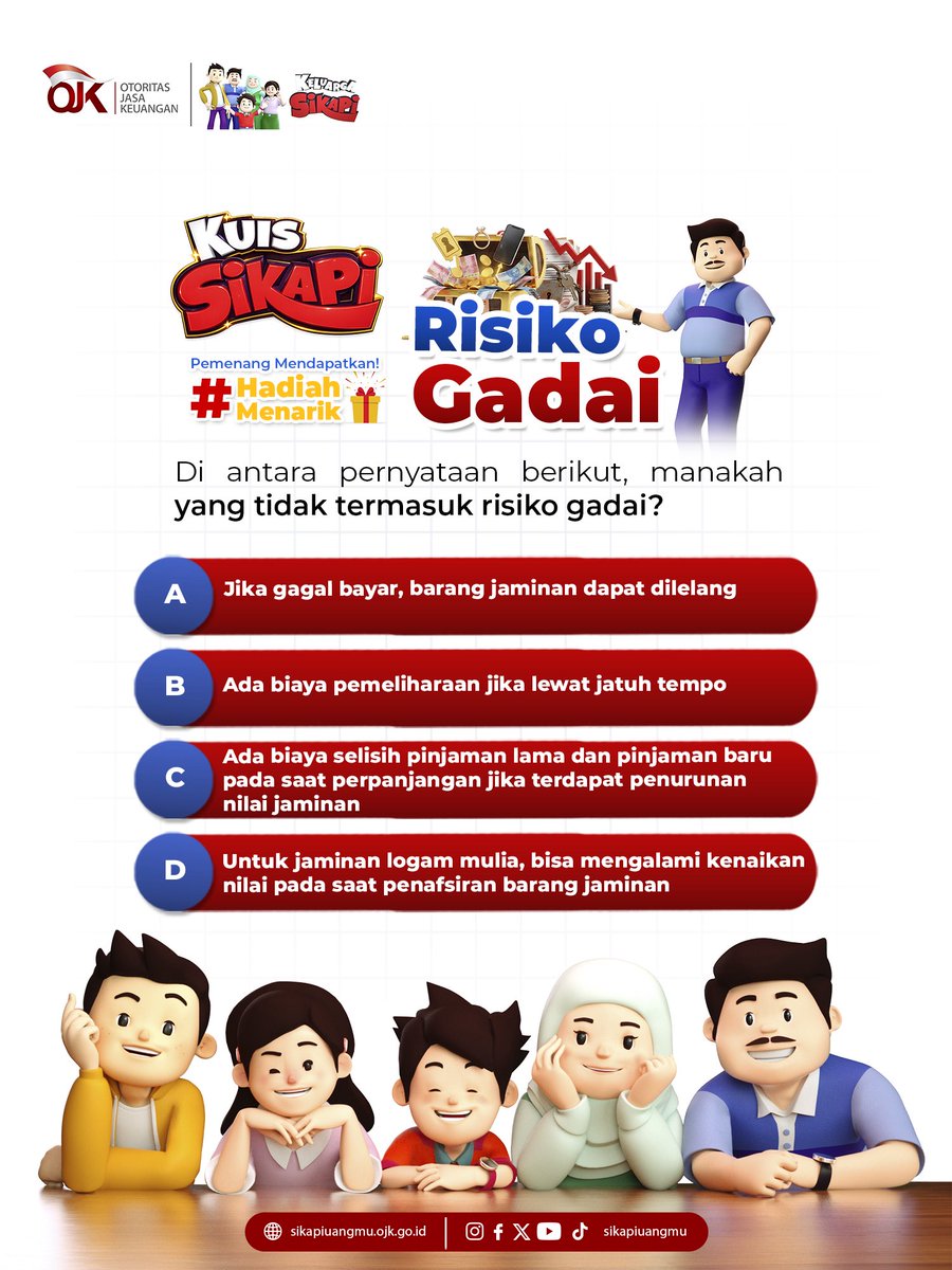 sikapiuangmu's tweet photo. Akhir pekan, waktunya #KuisSikapiUangmu!

Tulis jawabanmu di kolom komentar, follow @sikapiuangmu, dan mention 3 orang teman untuk
mendapatkan kesempatan memenangkan hadiah menarik dari SikapiUangmu!

#SikapiUangmu #OJK #Kuis #Giveaway https://t.co/NhRYkeAHuV