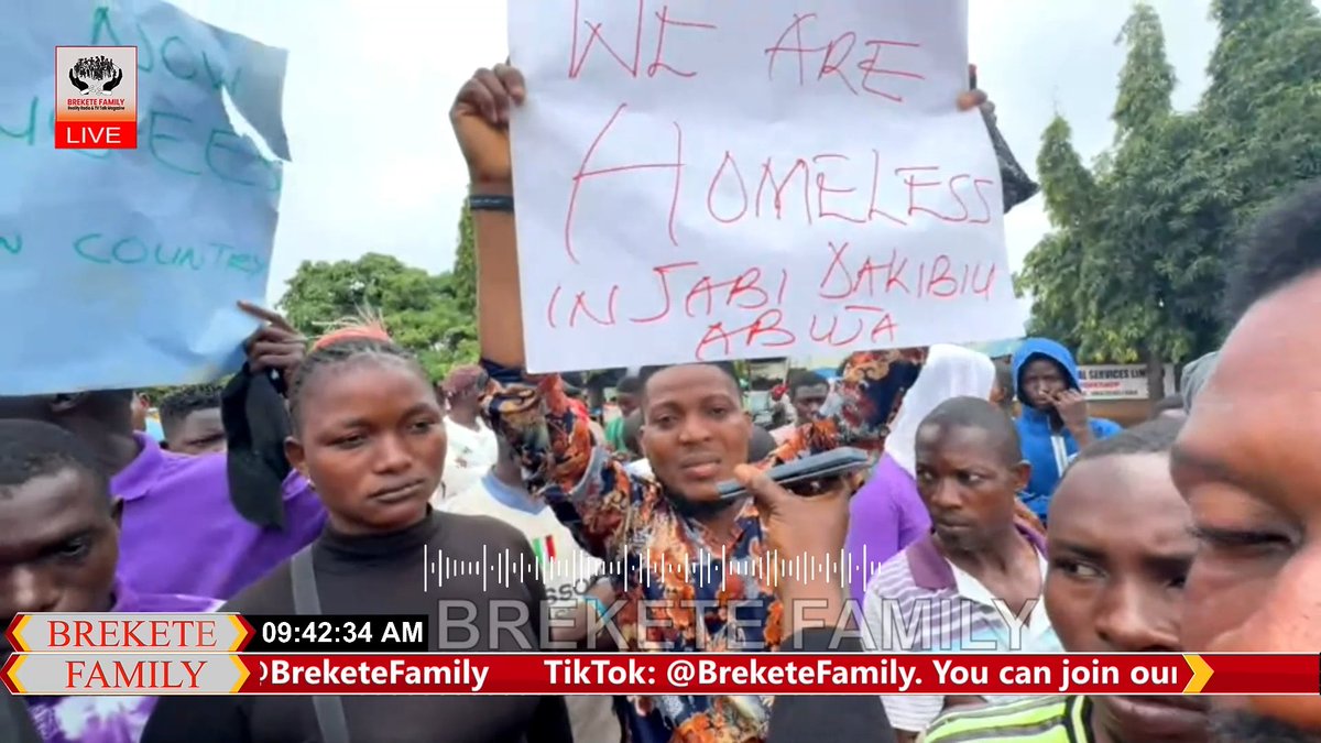 breketeConnect's tweet photo. “WE HAVE NOWHERE TO GO!” Jabi Daki Biyu Residents Cry Out After Demolition

Residents of Jabi Daki Biyu in Abuja have arrived at Brekete Family with their children, seeking help after what they describe as the demolition of their homes.

The residents allege that they received a 72-hour notice to leave the community, but claim that before the 72 hours elapsed, bulldozers arrived and began pulling down houses.

According to the affected residents, many families had little or no time to remove their belongings before their homes were demolished. Some say their properties and personal belongings were destroyed in the process.

Now, they say they have been left homeless with their children and with nowhere to go.

💔 The emotional scenes at Brekete Family saw residents crying and appealing for intervention, saying they came to the programme because they consider the Ordinary President their last hope.

The Ordinary President addressed the affected residents during the programme and promised to pursue the matter and seek justice for them.

The residents are calling on the relevant authorities, including the FCT administration, to address their grievances and the circumstances surrounding the demolition.

⚖️ The situation raises serious questions about due process, adequate notice, the protection of residents' belongings, and what happens to families left without homes following demolitions.

This report presents the residents' account of events; the authorities and other relevant parties should have an opportunity to respond to the allegations.

Video 👉🏿 https://t.co/YgjpvbOWqa