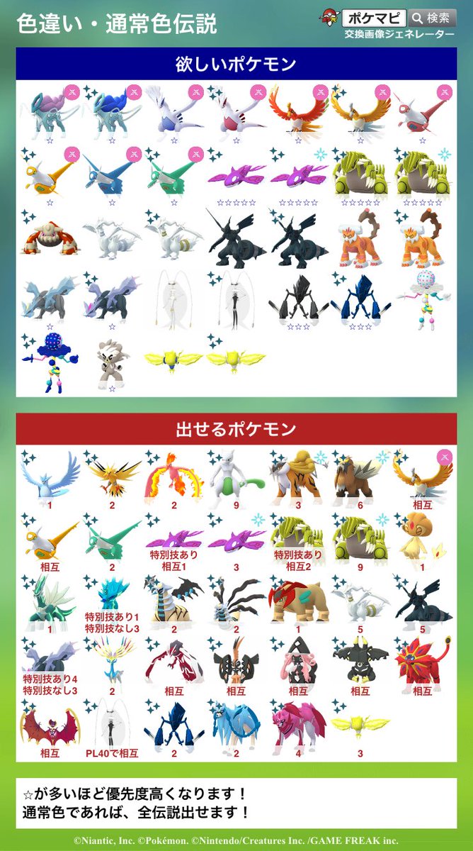 zoroPokemonGo's tweet photo. 交換リスト更新しました~

・色伝説の最優先：グラードン、カイオーガ
・通常ポケモンの色違い：メガシンカ対象orダイマックスで活躍する子
・100交換：メガシンカ対象orダイマックスで活躍する子

こちらが出すポケモンについてはリストにない子もいると思うのでDMください🙇 https://t.co/pvR3UY0U3R