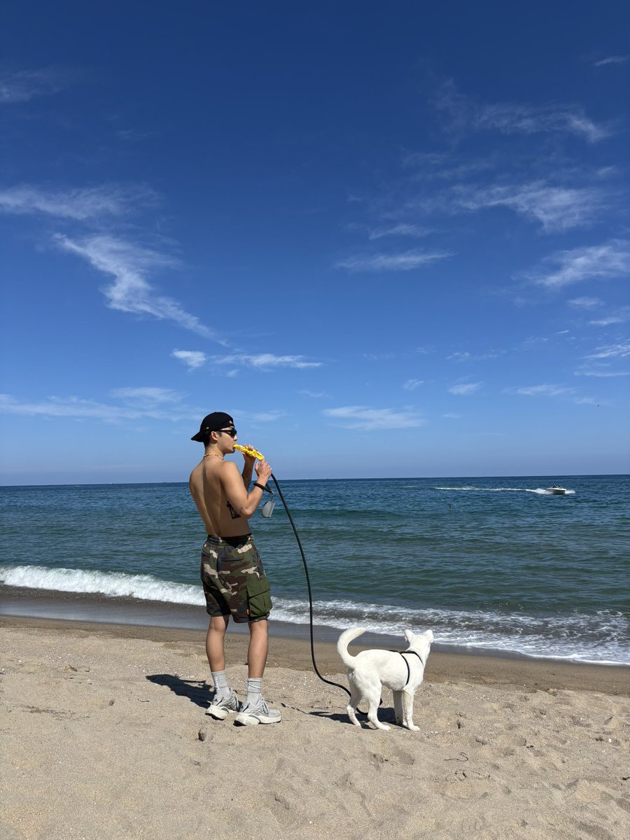 kebeanmoon's tweet photo. bolt’s first beach https://t.co/PZt2LXeC8U