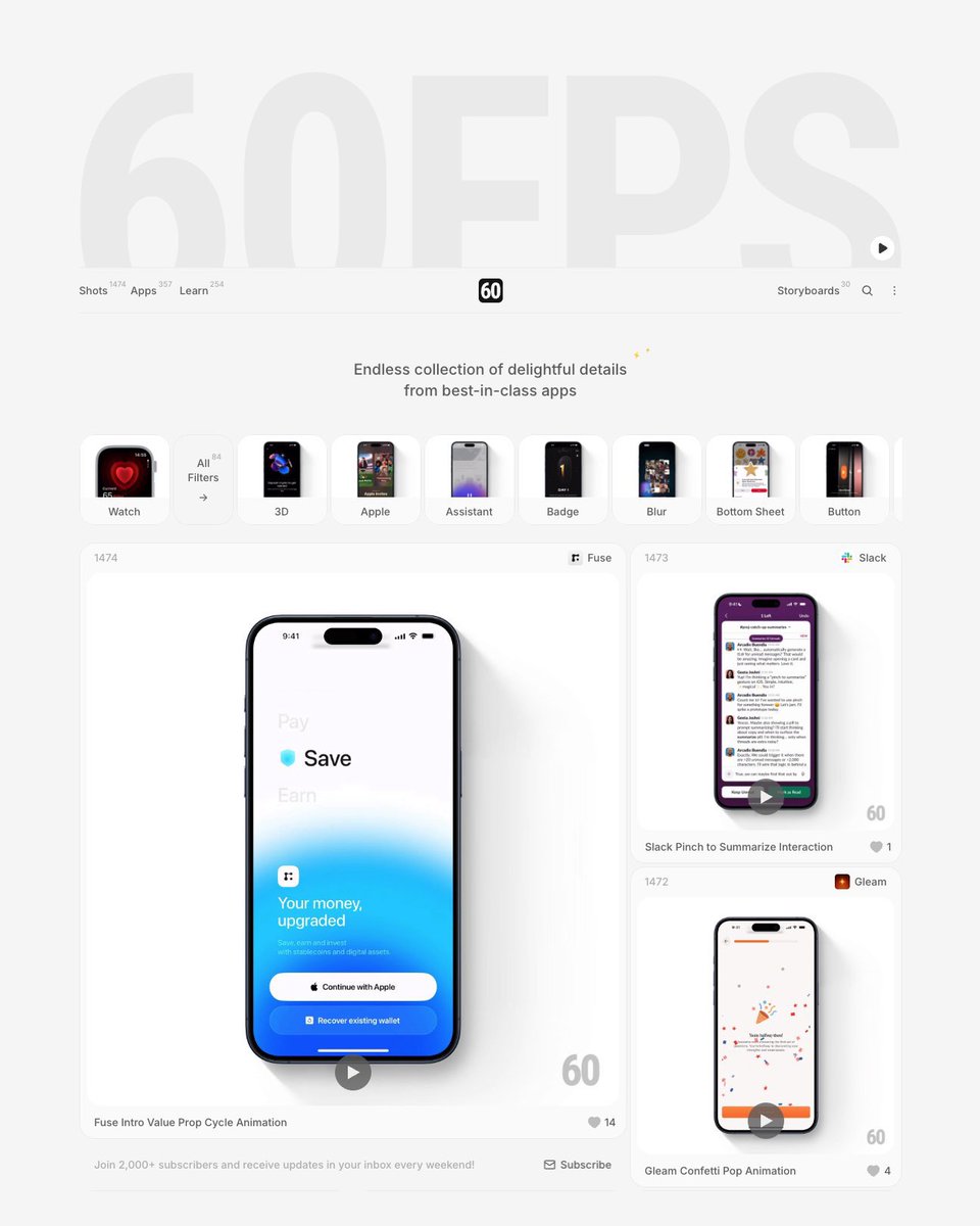 Abmankendrick's tweet photo. UI/UX Designers, here are my go-to best interactive design resource sites on the internet you should bookmark:

60fps → https://t.co/N4N9EUHc5B
Design Spells → https://t.co/RAeba1mazU
SeeSaw → https://t.co/kTYSjpMB8g
Web Interaction → https://t.co/JaNWjYNBZL
Viewport UI → https://t.co/XsJaCLjYBx
Motion Zajno → https://t.co/JhH0O65Goz
Mobbin → https://t.co/pc53tCcLTl
Inspora Design → https://t.co/fBFjbiIyBV
Motionin Design → https://t.co/HahrqAo5I8
Recent Design → https://t.co/8DFr095CH7
Post Design → https://t.co/RK97QMhnHh
CollectUI → https://t.co/dPgg9O1qFB