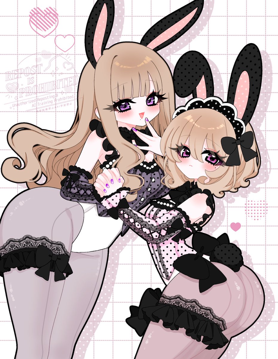 Meal_illust's tweet photo. 姉妹バニーガール🐇💜🩷
 #oc https://t.co/8v4trbgNXN