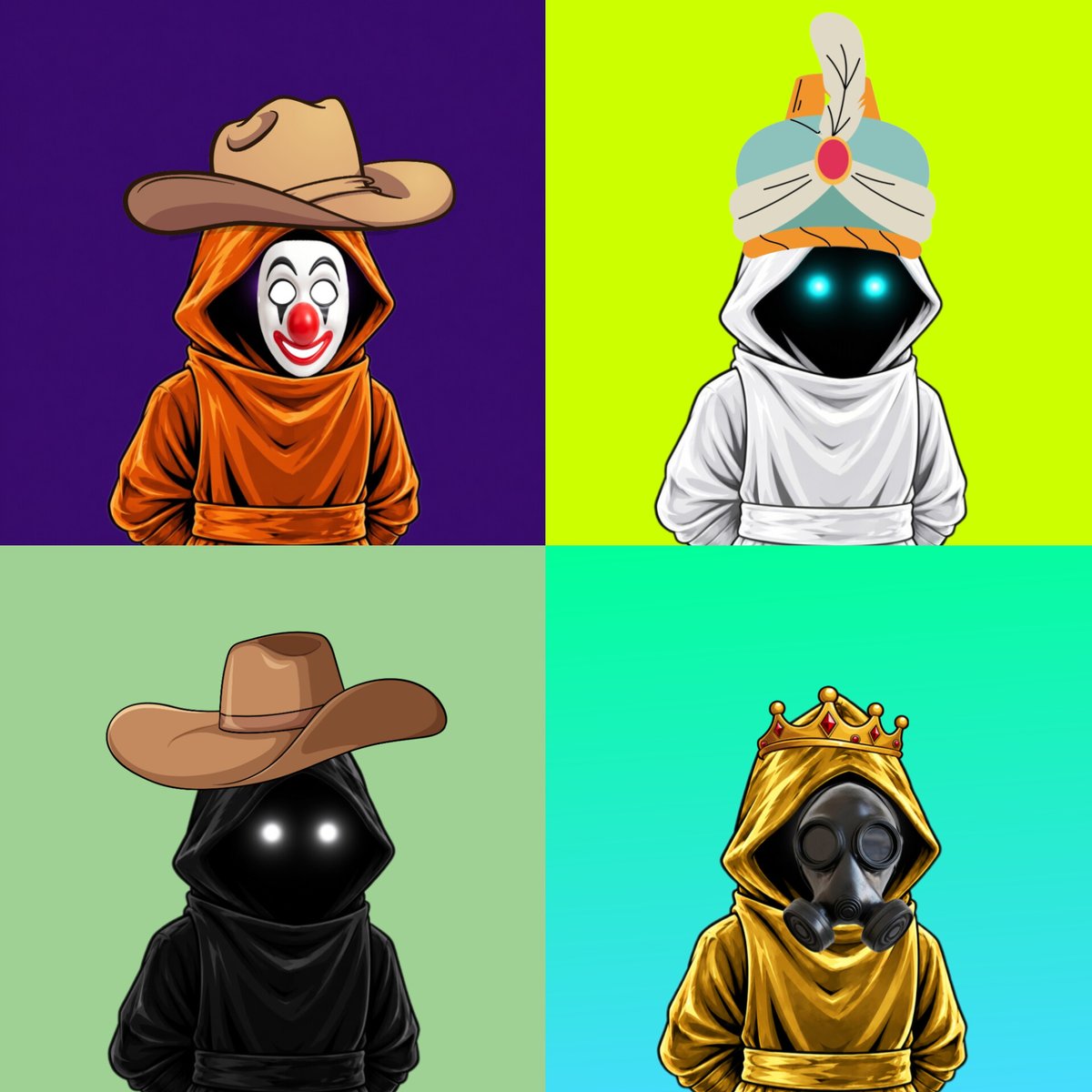 The_SHROUDED's tweet photo. Wen mint, nobody knows but it's sooner than later.

Next post we'll be unveiling our opensea page plus mint date.

@inkthehornet @INKghostNFTS top holders have secured their seat in the OG/WL phase for just holding, snapshot soon so better go get yours ASAP. 

Like, repost, drop wallet plus tell me your favorite character amongst these 4 for a chance at freemint.

#FREEMINT #UNSEEN