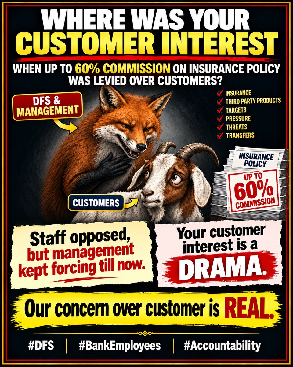 bankaffairs's tweet photo. MIS-SELLING MASTERS.
MIS-LEADING CUSTOMERS TODAY.

If customer interest is truly the priority, then refund the excess commissions charged to customers—and account for the costs of commissions, foreign tours, expensive gifts, cars and liquor parties allegedly linked to insurance business.

Customer interest cannot be selective.
Accountability must be real.