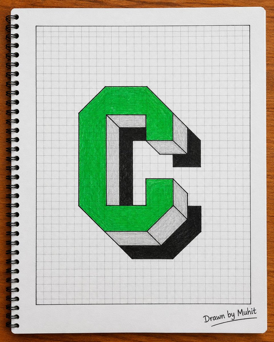 DrawWithMuhit's tweet photo. A creative 3D illusion shaped like the letter “C,” drawn by young artist Muhit 👨‍🎨✨🎨—turning a simple letter into a fascinating piece of 3D art!

#DrawWithMuhit #3DArt #Drawing https://t.co/9GPxFPP1AB