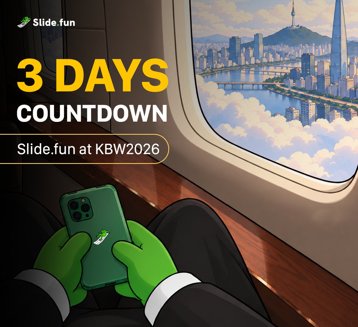 SlideFunBot's tweet photo. 3 days until we take over Seoul! 🐸

▪️Meet the team.
▪️ Play with the community. 
▪️ Explore the https://t.co/HhthApx9He Frog leap. 

Ready to join with us? https://t.co/79VkG6GuGF