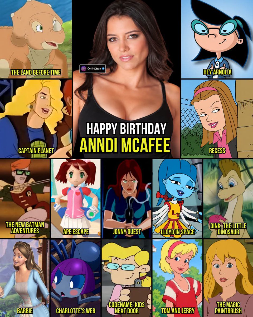 oniichanph's tweet photo. Legendary Voice Actress Anndi McAfee, Celebrates 47! 🎙️🎉

McAfee has been behind some memorable characters across cartoons, animated films, and video games, especially as the longtime voice of Cera in The Land Before Time franchise.

She also brought personality to Phoebe Heyerdahl in Hey Arnold!, Ashley “Ashley A” Armbruster in Recess, Robyn Starling in Tom and Jerry: The Movie, and Carrie Kelley in The New Batman Adventures.

Some of her most notable voice roles include:
• Cera (The Land Before Time Franchise)
• Phoebe Heyerdahl (Hey Arnold!)
• Robyn Starling (Tom and Jerry: The Movie)
• Ashley “Ashley A” Armbruster (Recess)
• Carrie Kelley / Robin (The New Batman Adventures)
• Yumi (Ape Escape 3)
• Jessie Bannon (Jonny Quest)
• Brittany Boviak (Lloyd in Space)
• Amber (Dink, the Little Dinosaur)
• Erika / Princess Anneliese (Barbie as The Princess and the Pauper)
• Joy (Charlotte’s Web 2: Wilbur’s Great Adventure)
• Anna Worthington (Codename: Kids Next Door)
• Bitsy Blight (Captain Planet and the Planeteers)
• Sara (The Magic Paintbrush)
• Princess Iris (The ZhuZhus)
• Barbie Mermaid (Barbie: Mermaid Adventure)

Whether playing adventurous kids, dinosaurs, superheroes, or animated royalty, McAfee has shown an impressive ability to give each character a distinct personality behind the microphone 🎂🎙️