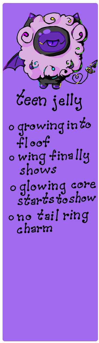 AudraRaione's tweet photo. This silly thing is just a silly idea of the #Netherlings needing to grow into their floofs, and the changes that occur as they grow and become full-fledged jellies. I thought I'd create pics and little notes 🐑💜🐑 https://t.co/7vw7qSC5yg