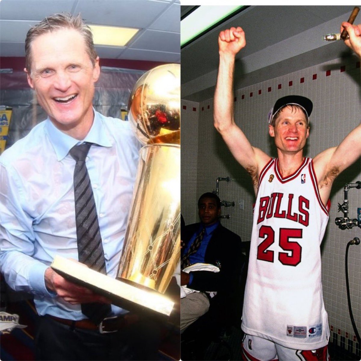 PasionBasketNBA's tweet photo. Hoy cumple 61 años Steve Kerr:

➡️ 15 temporadas NBA como jugador
➡️ 5.438 puntos
➡️ 1.658 asistencias 
➡️ 9 anillos en la NBA (5 como jugador y 4 como entrenador)
➡️ 1 Oro Mundial y 2 Oros en los JJOO 
➡️ 1 Concurso de Triples
➡️ Elegido dentro de los 15 Mejores Entrenadores de la historia de la NBA