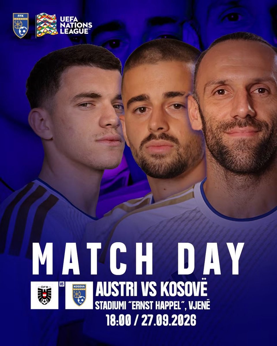 drenshp's tweet photo. ⚽ Sonte luan Kosova, prandaj #ForcaKosova
Përpara djem' 🇽🇰💪 Hajde Kosovë!
#AUTKOS 🇦🇹🆚🇽🇰 #UNL https://t.co/txkxs3pp2u