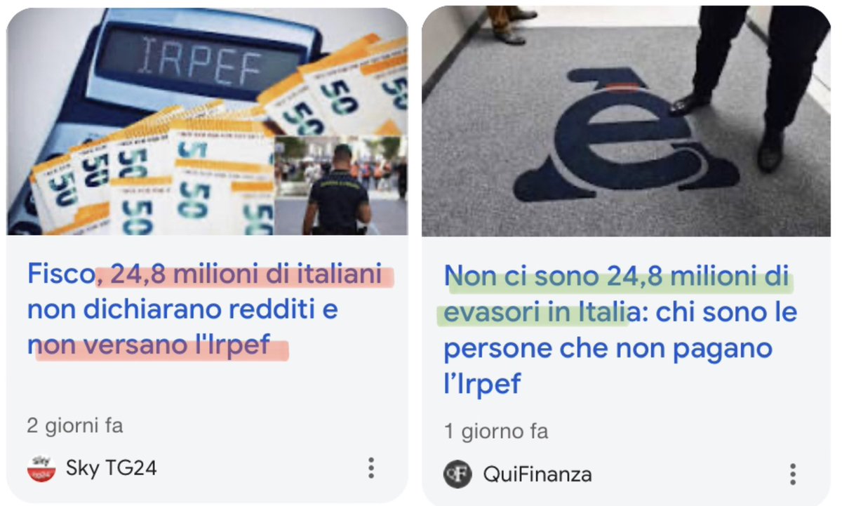 LeonhardHahn's tweet photo. I 24,8 milioni che non pagano l’Irpef? Per gli analfabeti funzionali che prendono i titoli e li sparano come fossero dardi al lunapark…

Il dato dei 24,8 milioni di italiani che non versano Irpef proviene dal rapporto 2026 di Itinerari Previdenziali sulle dichiarazioni dei redditi 2024 (presentate nel 2025).
 
Su una popolazione di circa 58,9 milioni, i dichiaranti sono 42,8 milioni. Chi versa almeno 1 euro di Irpef sono 34,1 milioni. La differenza rispetto alla popolazione totale è appunto 24,8 milioni (circa il 42% dei residenti). Non significa che siano tutti evasori.

Circa 8,7 milioni lavorano o hanno un reddito, ma l’Irpef netta è zero per regole fiscali, non perché “non dichiarano nulla”:
•  5,3 milioni di dipendenti: la no tax area (fino a 8.500 euro lordi per dipendenti e pensionati) e le detrazioni da lavoro azzerano l’imposta; altri la azzerano con detrazioni su spese mediche, affitto, bonus edilizi, ecc.
•  circa 2 milioni di partite Iva in regime forfettario: pagano un’imposta sostitutiva, non l’Irpef ordinaria.
•  circa 1,4 milioni di autonomi in perdita. 

Gli altri circa 16,1 milioni non hanno (o hanno esente) un reddito Irpef:
•  9,7 milioni di minorenni (i minori che lavorano sono poche decine di migliaia);
•  circa 2 milioni di universitari che non lavorano;
•  circa 900 mila studenti maggiorenni delle superiori;
•  circa 1 milione di persone con invalidità civile (assegno esente) che non lavorano;
•  circa 2,5 milioni di altri inattivi (in gran parte persone, soprattutto donne, fuori dal mercato del lavoro per motivi familiari).

Secondo le stime dell’Agenzia delle Entrate, gli evasori totali (lavorano in nero e non dichiarano alcun reddito) sarebbero nell’ordine delle 200 mila persone, non decine di milioni.