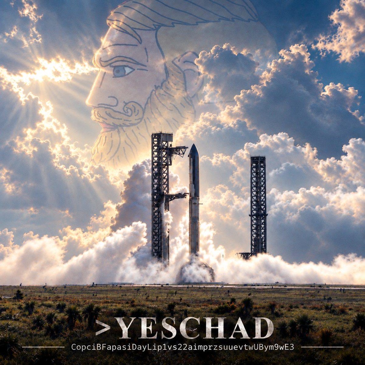 Greg_268's tweet photo. Eyes on the skies. 

Absolute giga chad energy launching us straight past the atmosphere. 🚀  

⌁ $YESCHAD https://t.co/Y7HmbQ01Ad