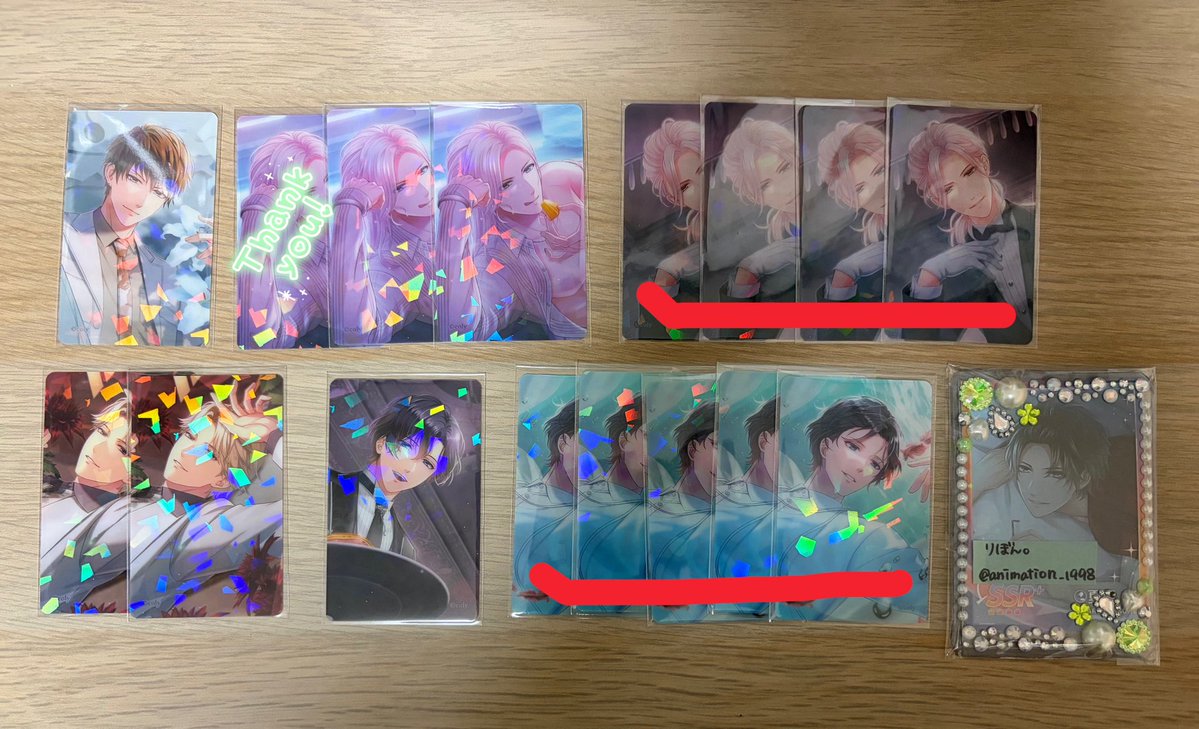 animation_1998's tweet photo. ஐ更新ஐ
【交換】 スタマイ UCC ホロカ A

譲▶︎今大路･由井(プール2/執事4)･九条･宮瀬(執事1/水5)

求▷夏目 or 定価(+送料)

※初回ツイフィ必読
赤線のみ定価(+送料)譲渡可
キャラ毎の買取も◎
郵送交換のみ

通知不良あるためいいねなどアクション頂けますと幸いですです🙇‍♀️ https://t.co/anAHoR1Sro