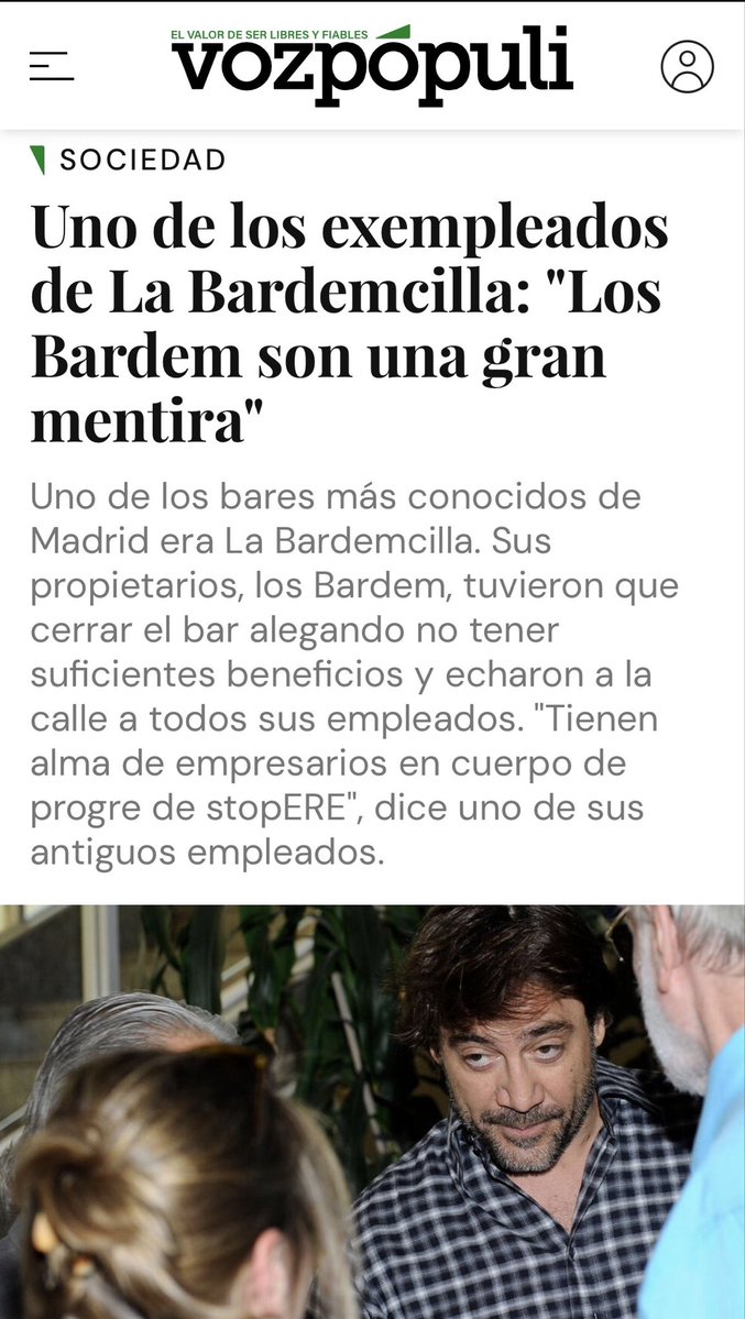 AlvaroMendoc's tweet photo. @carlosbardem @InquilinatoMad Llama a Paquita para que vaya a la acampada!!!

Ya que estás tan tan enterado de las cosas!!!

Y que nadie note ni sepa que la familia Bardem, multimillonaria, despidió con un ERE a los trabajadores de su restaurante!

Que nadie lo sepa no vaya a ser que se den cuenta…!! https://t.co/sDqYZmB2ub