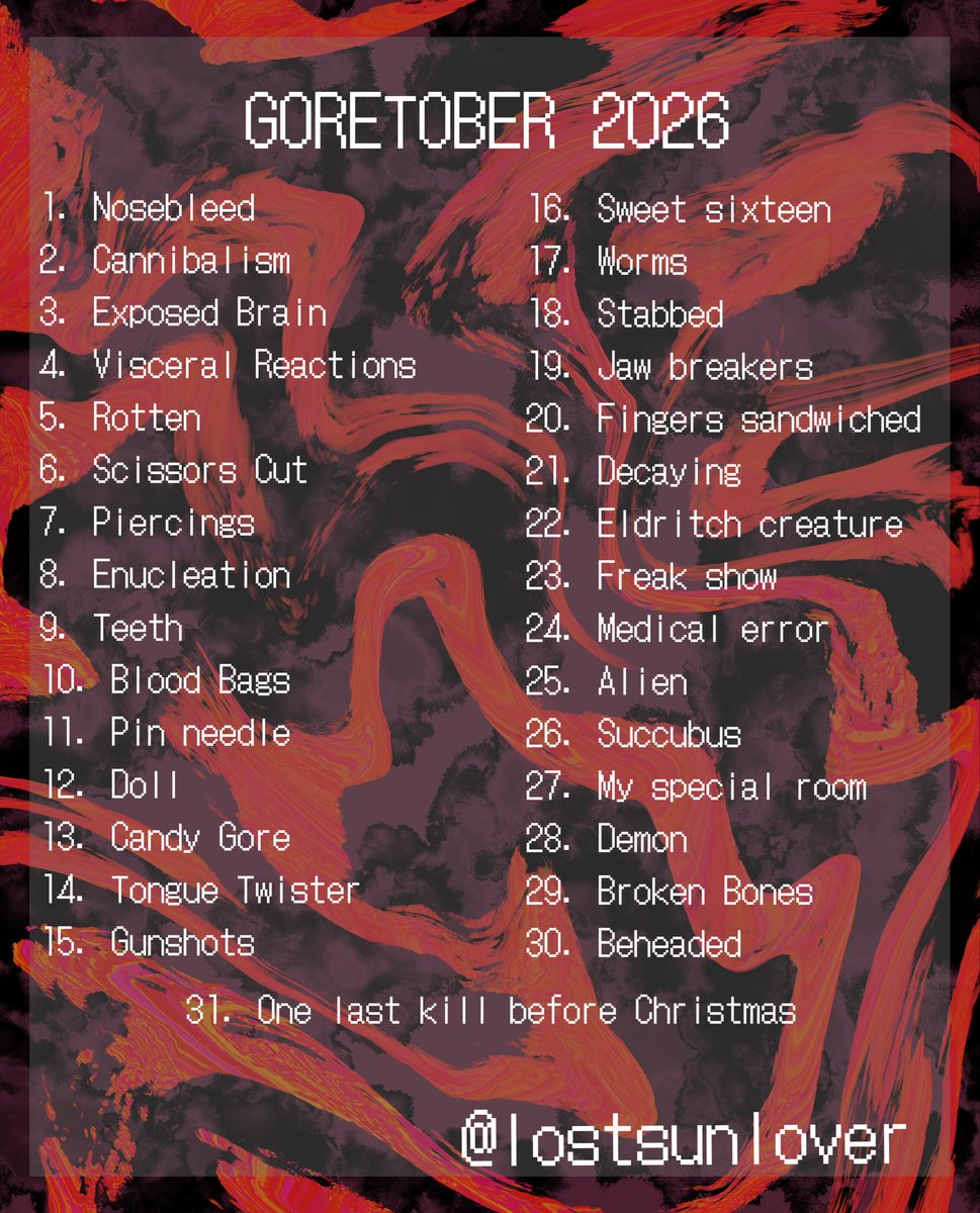 lostsunlover's tweet photo. #goretober 2026 https://t.co/xMIcCu6MQu