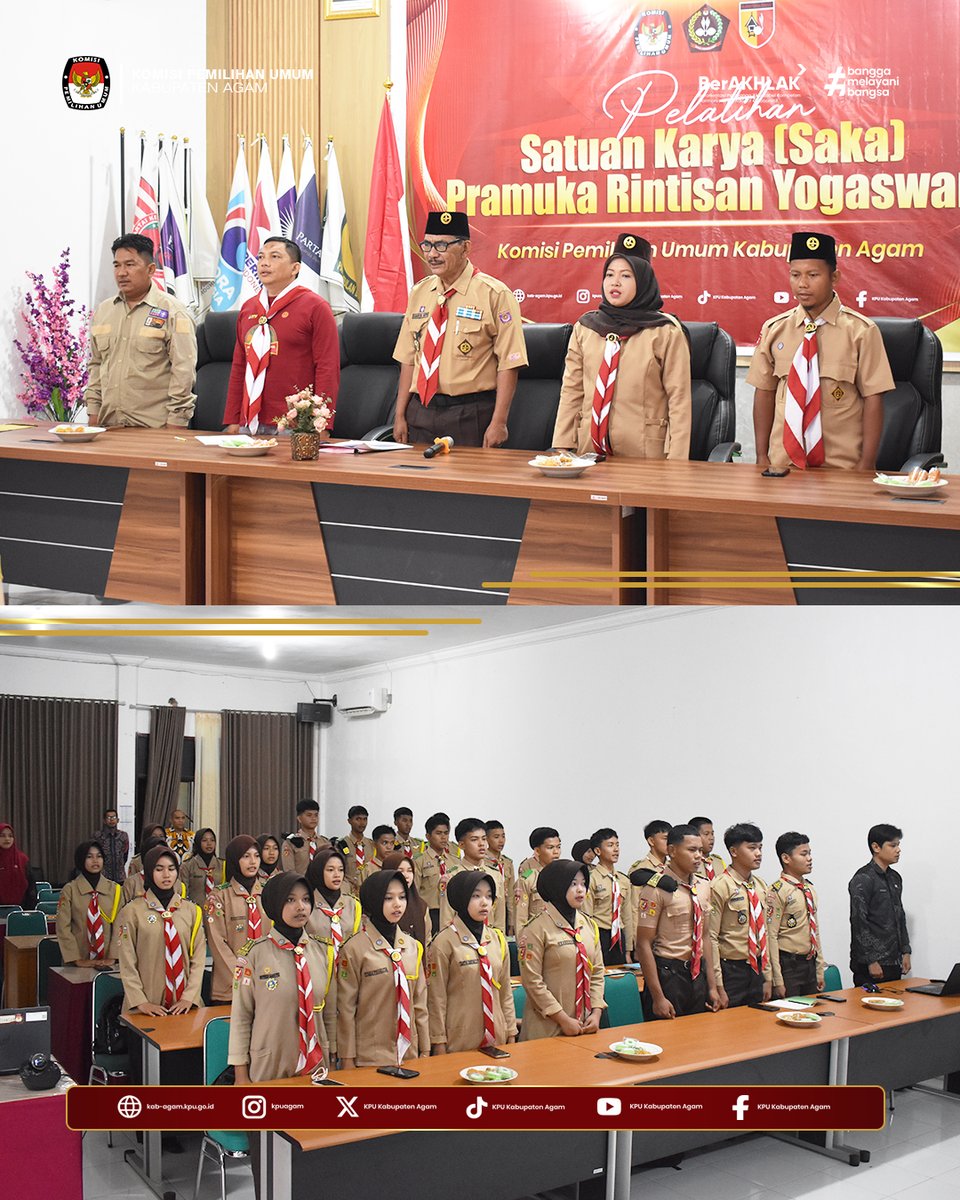 kpu_agam's tweet photo. #temanpemilih Satuan Karya (Saka) Pramuka Rintisan Yogaswara Tingkat Cabang Kabupaten Agam melaksanakan orientasi dan pelatihan kepada calon anggota saka tersebut di Aula Husni Kamil Manik Kantor Komisi Pemilihan Umum Kabupaten Agam, Minggu (27/09).
#kpumelayani
#kpuagam https://t.co/OB8RlHhabn