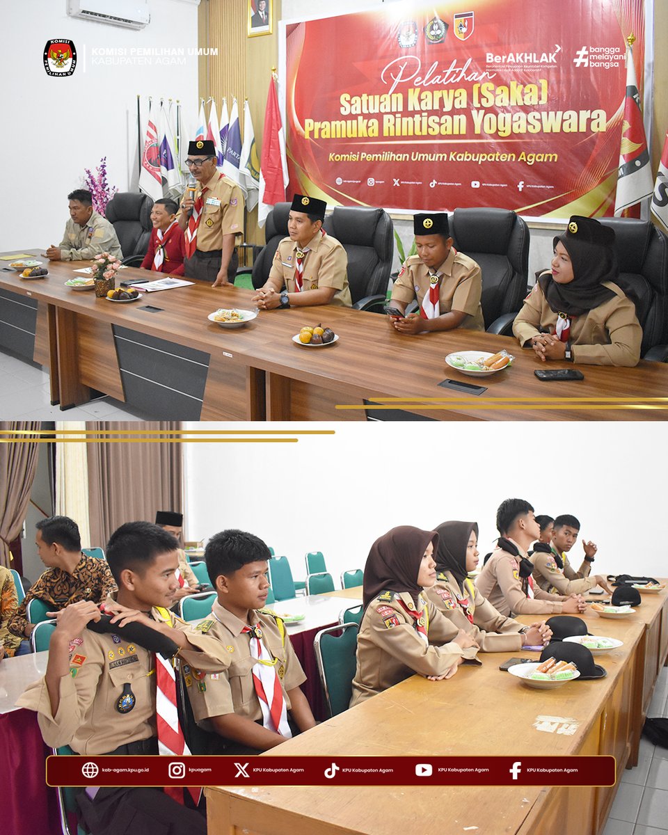 kpu_agam's tweet photo. #temanpemilih Satuan Karya (Saka) Pramuka Rintisan Yogaswara Tingkat Cabang Kabupaten Agam melaksanakan orientasi dan pelatihan kepada calon anggota saka tersebut di Aula Husni Kamil Manik Kantor Komisi Pemilihan Umum Kabupaten Agam, Minggu (27/09).
#kpumelayani
#kpuagam https://t.co/OB8RlHhabn
