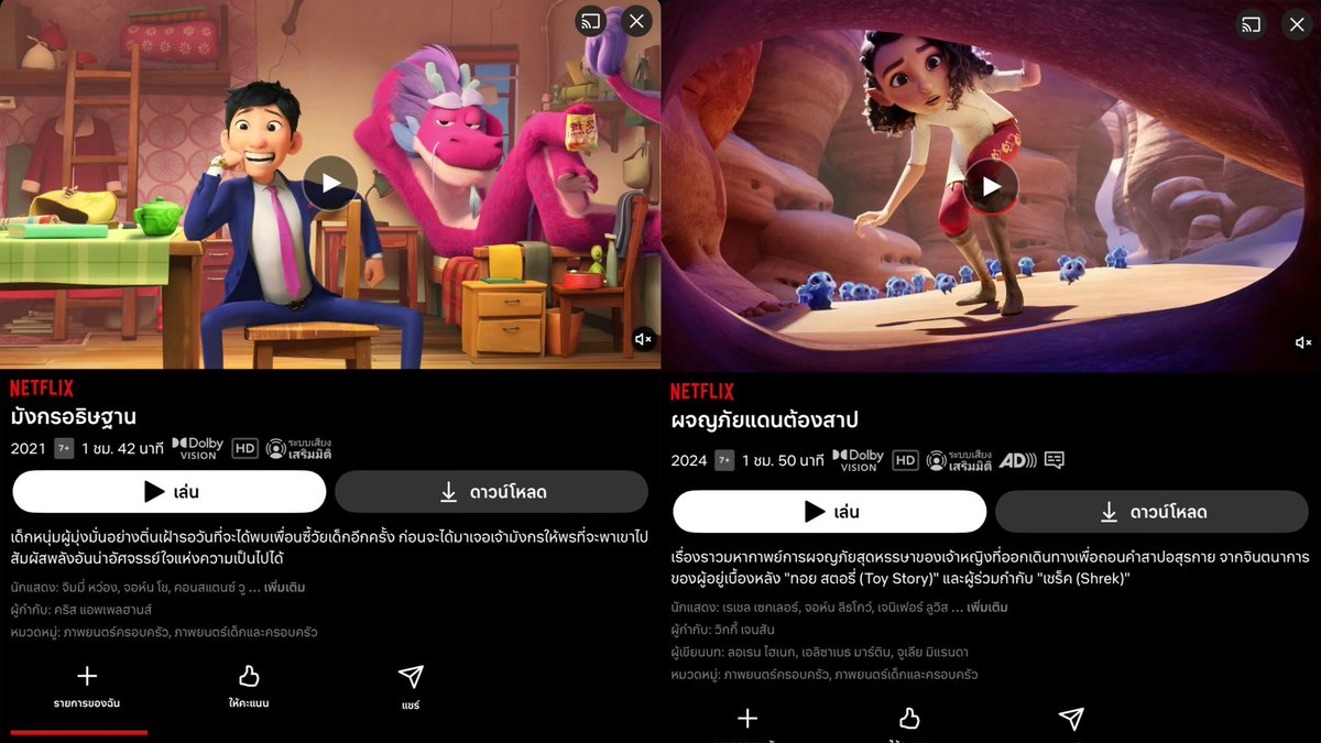dloopppp's tweet photo. 8 แอนิเมชันสนุก ๆใน Netflix ที่อยากป้ายยาทุกคน ดูเพลินจนลืมเวลาเลย

1. สลับร่างผจญภัย (Swapped)
เรื่องนี้คือสัตว์สองตัวที่ไม่ค่อยถูกกัน ดันต้องมาสลับร่างกันซะงั้น จากที่เคยเป็นคู่แข่งก็ต้องมาช่วยกันเอาตัวรอด วุ่นวายกันสุด ๆ ใครชอบแอนิเมชันแนวผจญภัย ดูง่าย ๆ มีมุกให้ขำ เรื่องนี้น่าลองมาก

2. หุ่นยนต์ผจญภัยในป่ากว้าง (The Wild Robot)
หุ่นยนต์ที่จู่ ๆ ก็ติดอยู่บนเกาะกลางป่า ต้องเรียนรู้การใช้ชีวิตกับสัตว์ป่า แถมยังต้องเลี้ยงลูกห่านตัวน้อยอีกต่างหาก ตอนแรกคิดว่าจะเป็นแค่เรื่องผจญภัยธรรมดา แต่ดูไปดูมาคืออบอุ่นหัวใจมาก ภาพก็สวยจนอยากหยุดดูทุกฉาก ใครใจบางเตรียมทิชชู่ไว้ด้วยนะ

3. เกิร์ลกรุ๊ปนักล่าปีศาจ (KPop Demon Hunters)
เกิร์ลกรุ๊ปที่เรากรี๊ดกันอยู่บนเวที จริง ๆ แล้วเป็นนักล่าปีศาจที่คอยปกป้องโลกด้วย! พล็อตคือสนุกเกินคาดมาก เพลงก็ติดหูแบบฟังวนได้ทั้งวัน ฉากต่อสู้ก็ทำถึงสุด ๆ ใครเป็นสาย K-pop หรือชอบแอนิเมชันสีสันสดใส เรื่องนี้ห้ามพลาดเลย

4. รวมพลังกลับเอาท์แบ็ค (Back to the Outback)
แก๊งสัตว์ที่คนเห็นแล้วร้องกรี๊ดอย่างงู แมงมุม และสัตว์อันตรายอีกหลายตัว ตัดสินใจหนีออกจากสวนสัตว์เพื่อกลับบ้านเกิดในออสเตรเลีย แต่ละตัวคือมีนิสัยกวน ๆ กันทั้งนั้น ดูแล้วขำกับความป่วนของแก๊งนี้มาก เป็นเรื่องที่เปิดดูเพลิน ๆ ได้ทั้งครอบครัวเลย

5. มังกรอธิษฐาน (Wish Dragon)
เด็กหนุ่มธรรมดาที่ดันไปเจอกาน้ำชาวิเศษ แล้วมีมังกรออกมาบอกว่าจะให้พรได้ 3 ข้อ! ฟังดูเหมือนจะได้ชีวิตดี ๆ แบบง่าย ๆ แต่เรื่องนี้มีอะไรมากกว่านั้นเยอะ ทั้งความฝัน มิตรภาพ และสิ่งที่สำคัญจริง ๆ ในชีวิต ดูสนุก แถมตอนซึ้งก็เล่นเอาจุกได้เหมือนกัน

6. ผจญภัยแดนต้องสาป (Spellbound)
เจ้าหญิงที่ต้องหาทางช่วยพ่อแม่ตัวเองที่ถูกคำสาปจนกลายเป็นสัตว์ประหลาด เลยต้องออกเดินทางไปหาวิธีแก้คำสาปให้ได้ เรื่องนี้มีทั้งเวทมนตร์ โลกแฟนตาซี และการผจญภัย ดูแล้วให้ฟีลเหมือนหลุดเข้าไปในโลกนิทานเลย ใครชอบแนวเจ้าหญิงต้องลอง

7. อสูรทะเล (The Sea Beast)
โลกที่มีสัตว์ประหลาดยักษ์อยู่ในทะเล และเหล่านักล่าก็ออกเรือไปจัดการพวกมัน แต่เด็กหญิงคนหนึ่งดันแอบขึ้นเรือไปด้วย แล้วการเดินทางครั้งนี้ก็ทำให้เธอค้นพบว่าความจริงเกี่ยวกับอสูรทะเลอาจไม่เหมือนที่ทุกคนเล่ากันมาเลย ฉากทะเลสวยมาก ผจญภัยสนุก ดูแล้วลุ้นตามตลอด

8. คุณแพะหัวใจไม่ยอมแพ้ (GOAT)
เรื่องของแพะตัวเล็กที่มีความฝันอยากเป็นนักกีฬาบาสเกตบอลอาชีพ ทั้งที่ใคร ๆ ก็มองว่าตัวเล็กขนาดนี้จะไปสู้กับสัตว์ตัวใหญ่ได้ยังไง แต่เจ้าตัวก็ไม่ยอมแพ้ พยายามพิสูจน์ตัวเองให้ได้ เรื่องนี้ดูสนุก มีทั้งกีฬา มิตรภาพ และการไล่ตามความฝัน ดูแล้วได้กำลังใจแบบเต็ม ๆ ใครชอบแนวตัวเล็กใจใหญ่ ต้องลองเลย