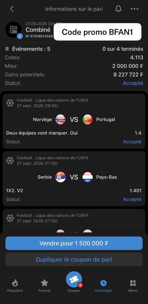 pronoking23's tweet photo. Profitez des mes cote super bien analyser chaque et gagner avec moi ✅✅✅

Si tu n’es pas encore dans la chaîne clique ici👇
https://t.co/3PyoVI3jDv https://t.co/ZYrbssxktT