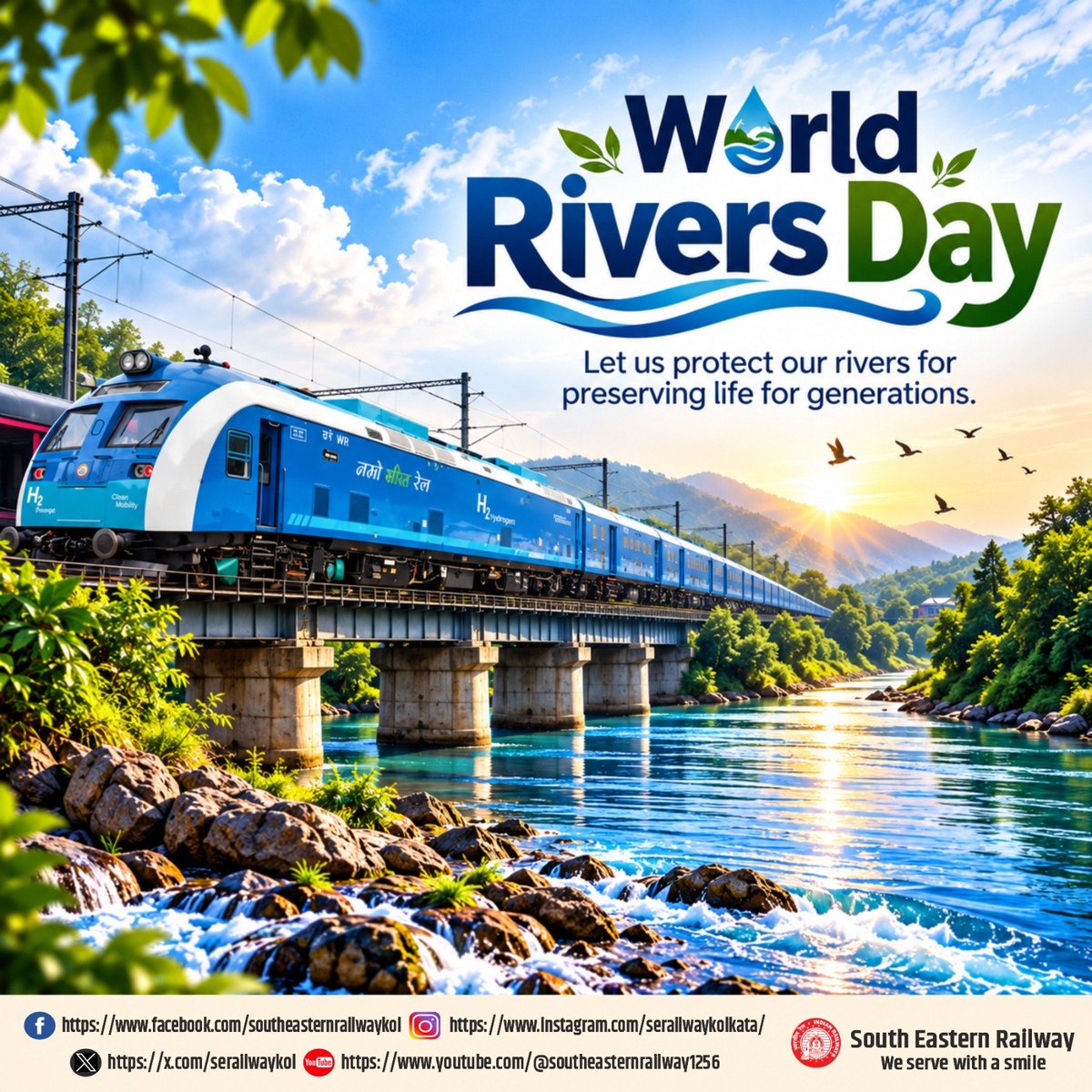 serailwaykol's tweet photo. Rivers are the lifelines of our planet. Let’s protect them today for a sustainable tomorrow. 🌊

#WorldRiversDay #SaveRivers #RiverConservation #WaterConservation #SouthEasternRailway

[World Rivers Day, river conservation, save rivers, water conservation, environmental awareness]