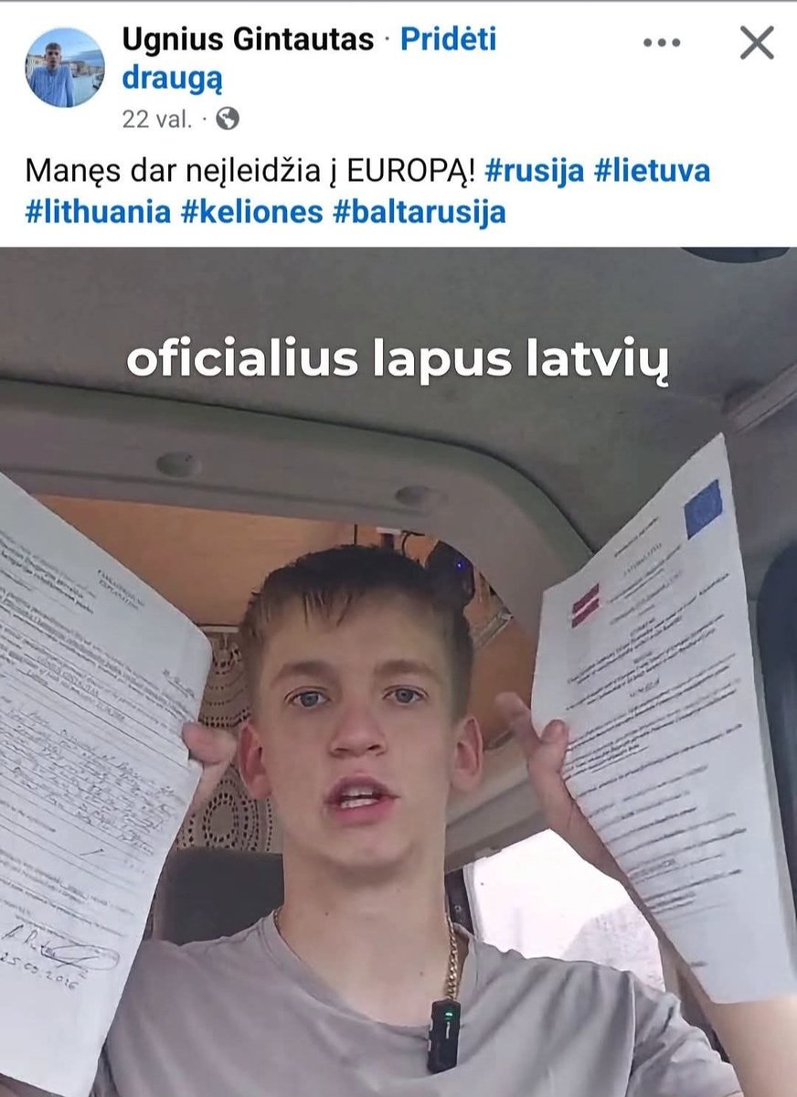 IlonaDII's tweet photo. История 💥, braliukai, Латвия 🇱🇻 ❤️!

Этот ватник, у которого литовский (к сожалению) паспорт, постил видео о том, как прекрасно жить на роZZии, и поливал грязью Литву, ЕС и НАТО.
Из Беларуси ехал в Латвию и латыши его не впустили!

Теперь возмущается и плачет )) https://t.co/23ksNjiSKE