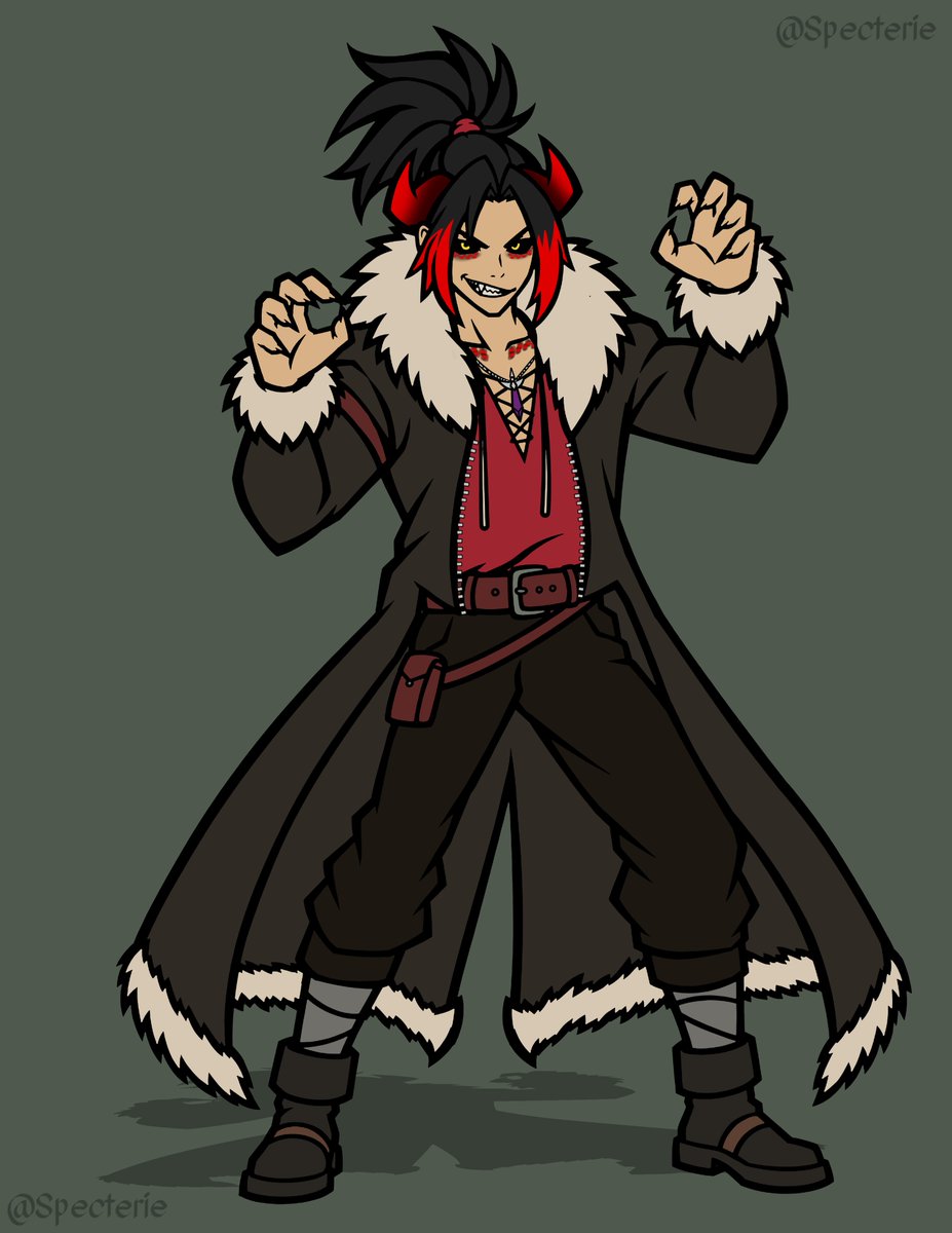 Specterier's tweet photo. Commission for Findlay Bertrand 
Finally have a (human-ish) guy for my portfolio 👏 👏 😈 https://t.co/0ZYsMDiCPx