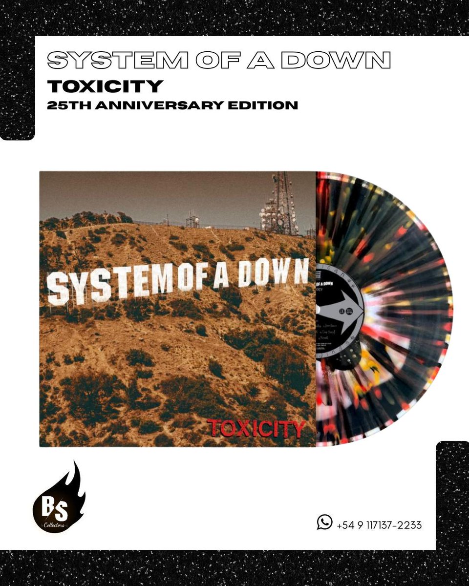 oliviarobigysc's tweet photo. PRE-ORDER

System of a Down – Toxicity

Label: Bad World 
Format: Vinyl 
Genre: Rock 
Release date: November 20, 2026 
Price: Pre-sale until September 8

Toxicity 25th Anniversary Edition black vinyl LP with red, yellow, and black splatter: US$150. https://t.co/HfjJl2dk5H