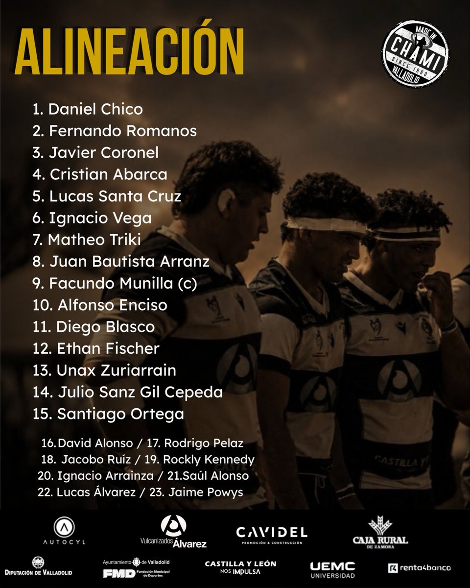 Chami_Rugby's tweet photo. ‼️ Nuestra alineación para el partido de hoy 

🕧 12:30 h
📍 Estadio Baldiri Aleu
⚔️ UE Santboiana 🆚 Vulcanizados Alvarez El Salvador https://t.co/IZyjxqwB1d