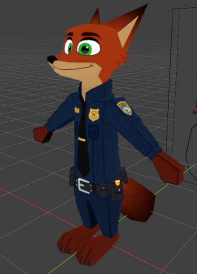 RayTheEngi's tweet photo. Officer Wilde looked a little "small" and not foxy enough.
Decided to really exaggerate his best features.
#Zootopia #Gamedev https://t.co/ai9KBuG1tr