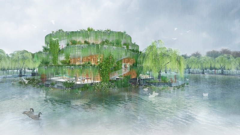 Architizer's tweet photo. #ArchitizerAwards

At Yangyi Village, a community center will take the form of a green hill rising from a pond, preserving the site’s existing willows.

📍 Shanghai, China
Project by: Tab Architecture &amp; Design
Details: https://t.co/OAGuQ9Lvmq https://t.co/LEf2e6VtYl