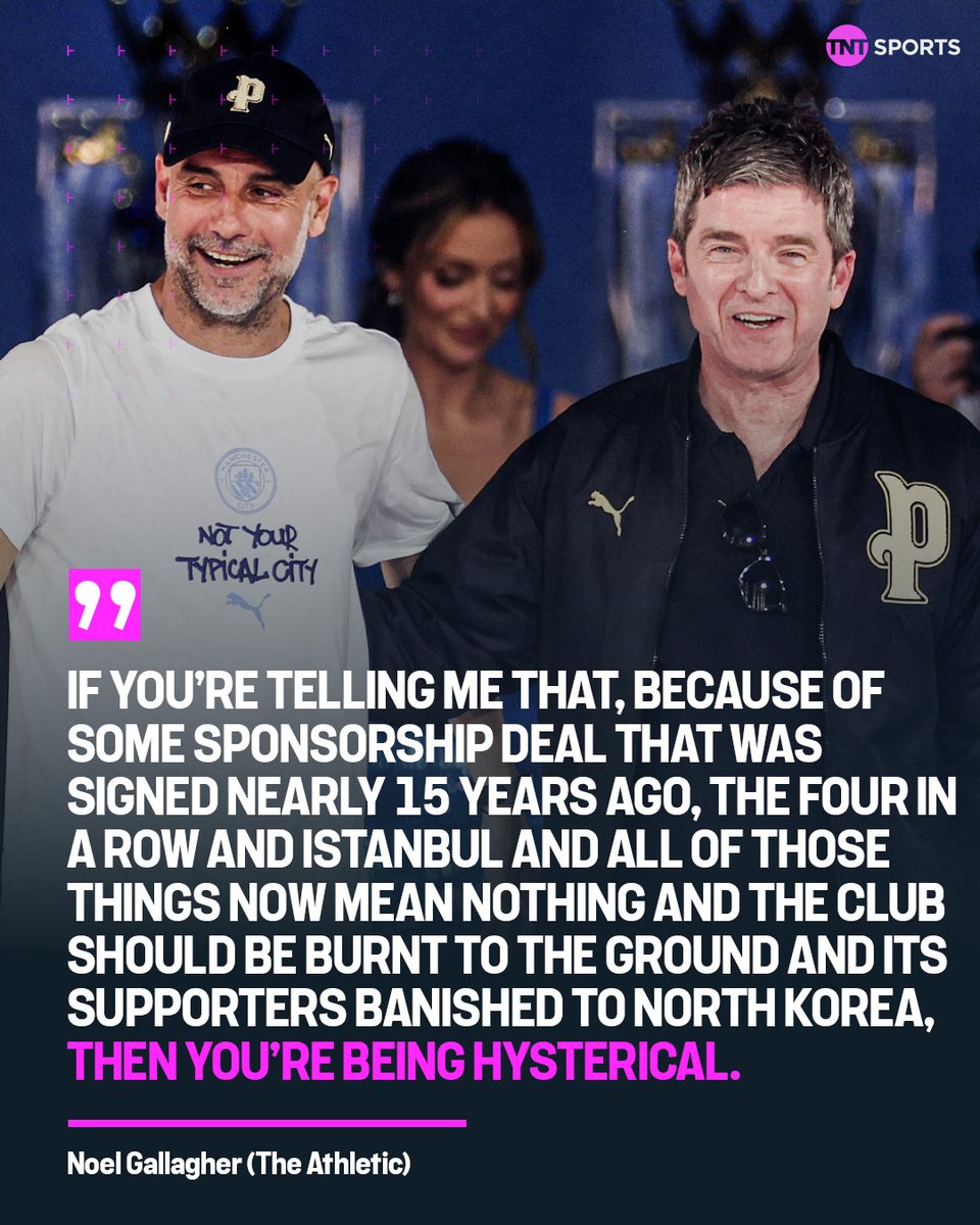 footballontnt's tweet photo. Man City fan Noel Gallagher on the news surrounding the club in recent days 🗣️ https://t.co/htr3lkGye2